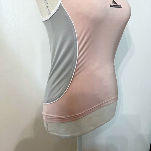 ADIDAS X STELLA MCCARTNEY PINK GREY WHITE SINGLET ATHLETIC RACERBACK TANK TOP - Picture 5 of 9